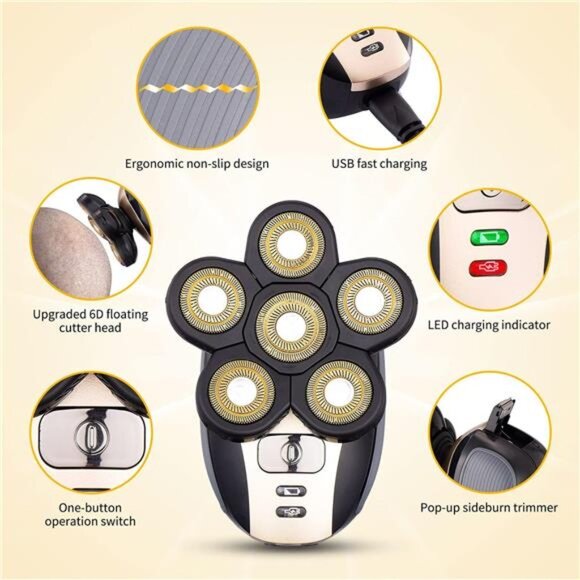 Head Shavers for Men Upgraded 5 in 1 Multifunctional Bald Head Shaver Grooming - Picture 2 of 8